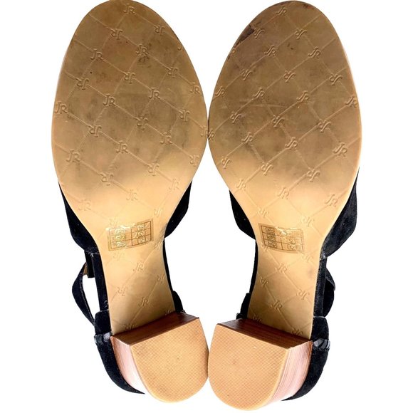 Jack Rogers Cameron Suede T-Strap Bootie Block Heel Open Toe Cut Out Black 10 - Picture 10 of 10